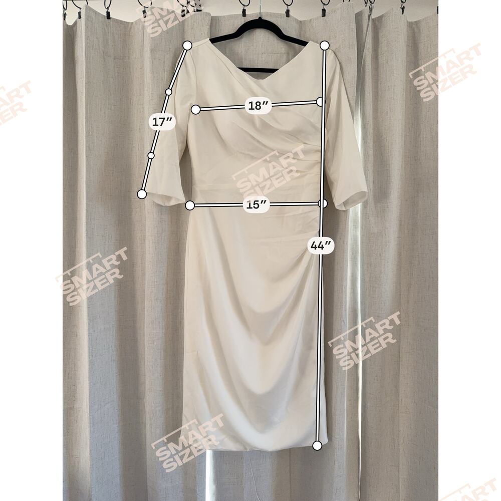 Source Unknown White Ruched Boatneck Midi Dress - Picture 4 of 4